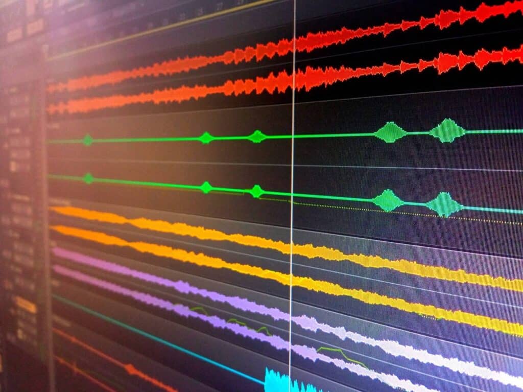 Sounds waves displayed on a computer monitor