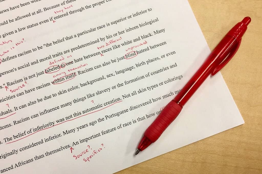 Correcting mistakes with a red pen