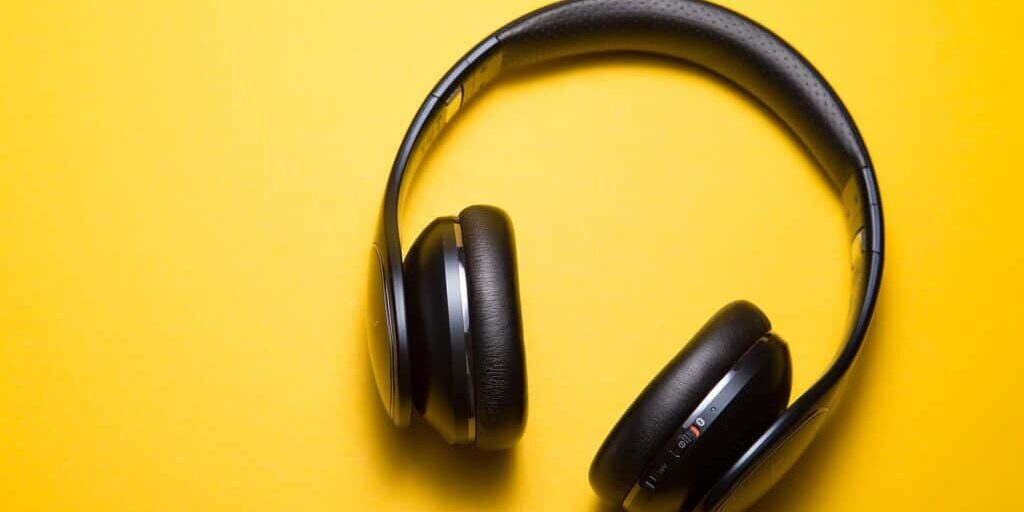 Headphones on a yellow background